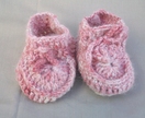 Merino and angora pink baby slippers