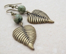 Lichen earrings: bamboo agate & bronze leaves - Donated by Whiteleaf Jewellery