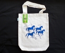 Moki Tote Bag in Natural with Cobalt Wild Horses print