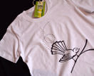 Moki Organic T-Shirt with Chocolate Flighty Fantail print