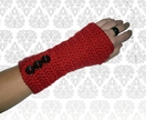 RED Crochet Armwarmers With Buttons!
