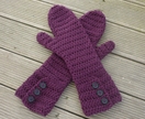 Crochet Mittens With Fancy Buttons in BERRY or your choice of colour