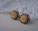 Antique Bronze filigree earrings - Almond mini flower