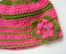 Crochet Beanie - Pink & Green