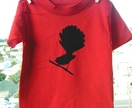 Red t-shirt, with black fantail print (size 3)