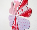 Fabric magnets - set of six pink and red hearts