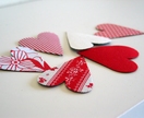 6 large heart magnets - red and white