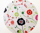 Magnetic puzzle art - whimsy bright red, green, pink floral fabric