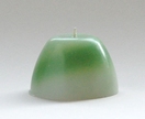 Round green and white striped candle